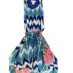 Agaci Women’s Sun Dress SZ M Blue Rope Belt Sheer with Slip Adorable & Colorful